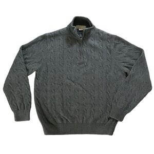 MICHAEL KORS men’s 100% cotton gray cable knit sweater 1/4 zipper long sleeve L